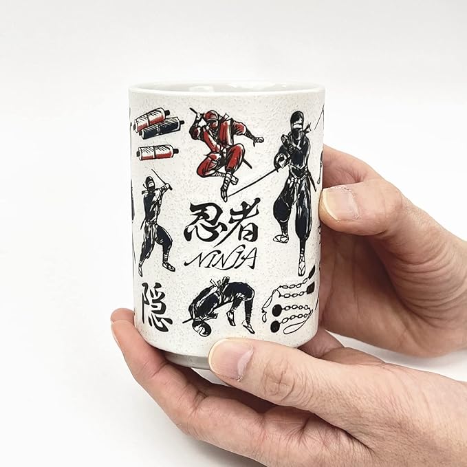 Japanese Tea Cup - Pottery 9 fl oz, Yunomi Mug, Sushi Made in Japan (C3-43 Ninja)