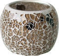Romantic Mosaic Cracked Candle Holders(NO Candles) Wedding Dinner by Candlelight,Handmade Tea Light Holders Candles Cape Bowl for Valentine's,Christmas Table Centerpiece,Party Decor 1 PC (Nude Gold)