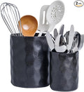Utensil Holder, 7.25"+5.25" Ceramic Kitchen Utensil Holder for Countertop, Large Cooking Utensil Crocks Gift for Mother's Day, Home Kitchen Decor, Parties,Set of 2, Matte Black