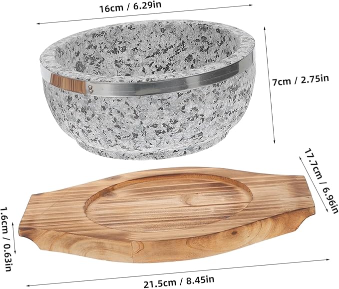 STOBAZA Korean Stone Pot Bowl Bibimbap Bowl Soup Stone for Hot Pot Carbonized Wood Trivet