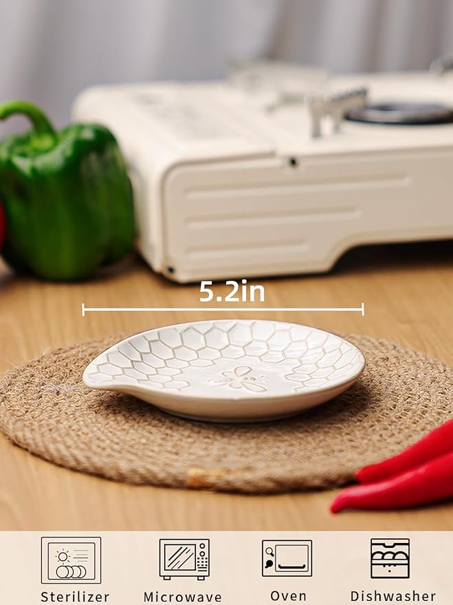 GDCZ Ceramic Dessert Plates, 5.2 Inch Mini Dinner Plates, Dinner Dishes for Cake, Waffle, Snacks Side, Microwave, Oven and Dishwasher Safe, Set of 2 (White)