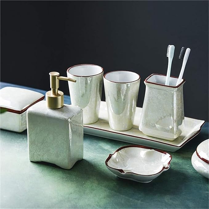 Bathroom Accessory Bathroom Accessories Sets Chinese Style 6-Piece Ceramic Accessory Set Soap Dispenser Sets