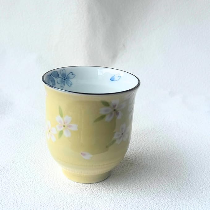 Yunomi Mino ware Japanese green tea cup, Cherry blossom Japan,6.76oz