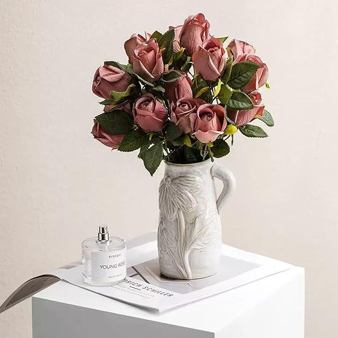 Small Ceramic Vase for Flowers - Handmade Decorative Pitchers Vase,Modern Boho Ins Style Decorative Vase for Fresh or Dried Flowers,Unique Cute Decor Small Vase for Home Decor