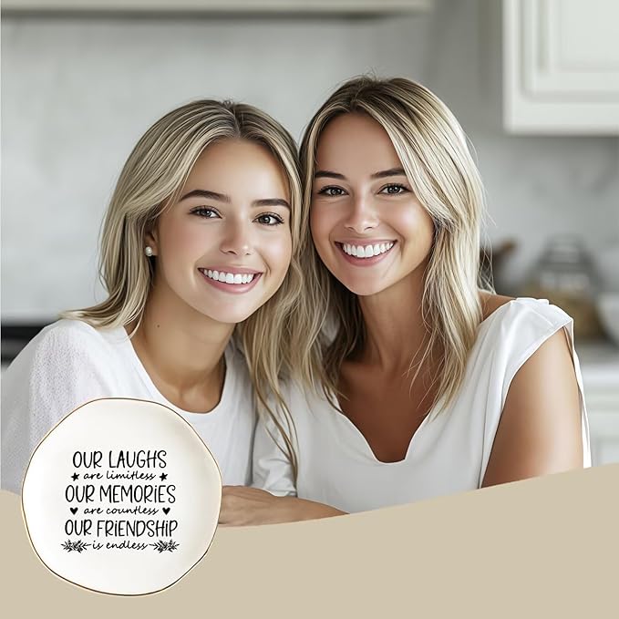 Friendship Gifts for Women Best Friend Jewelry Dish, Our Laughs are Limitless, Our Memories are Countless