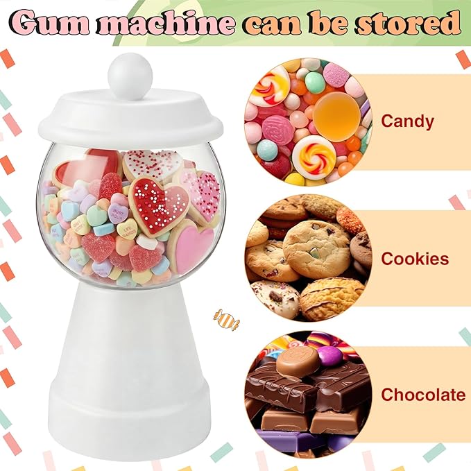 Thyle 27 oz Plastic Candy Jar with Lid Ceramic Candy Jar Food Storage Container for Easter Wedding Party Centerpieces DIY Gifts Game Table Ornament Holder Treats(White)