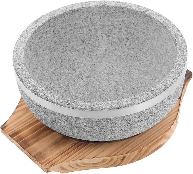 STOBAZA 1 Set Korean Stone Bowl Bibimbap Bowl for Cooking Unglazed Stone Pot with Tray for Korean Cuisine Daily Use and Healthy Meals