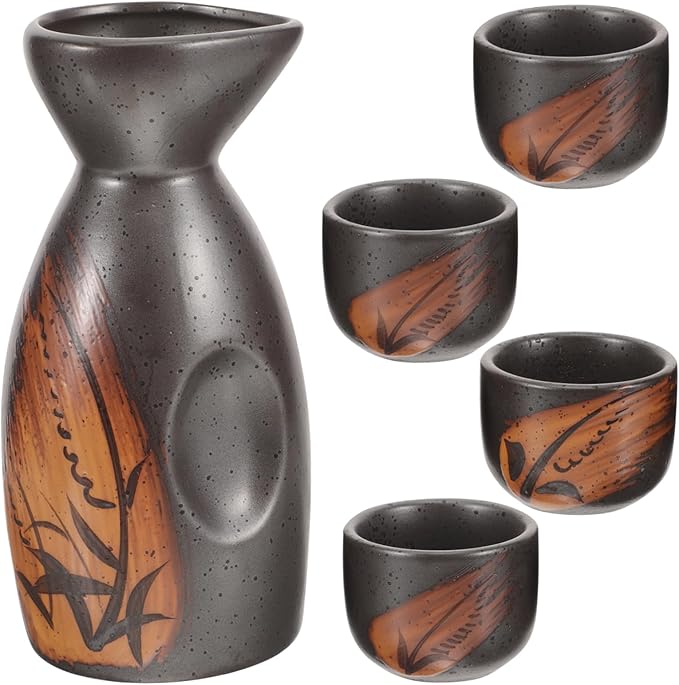1 Set Japanese Sake Set Porcelain Sake Pot Traditional Ceramic Cups Elegant Rice Wine Cup Dining Table and Enjoyment