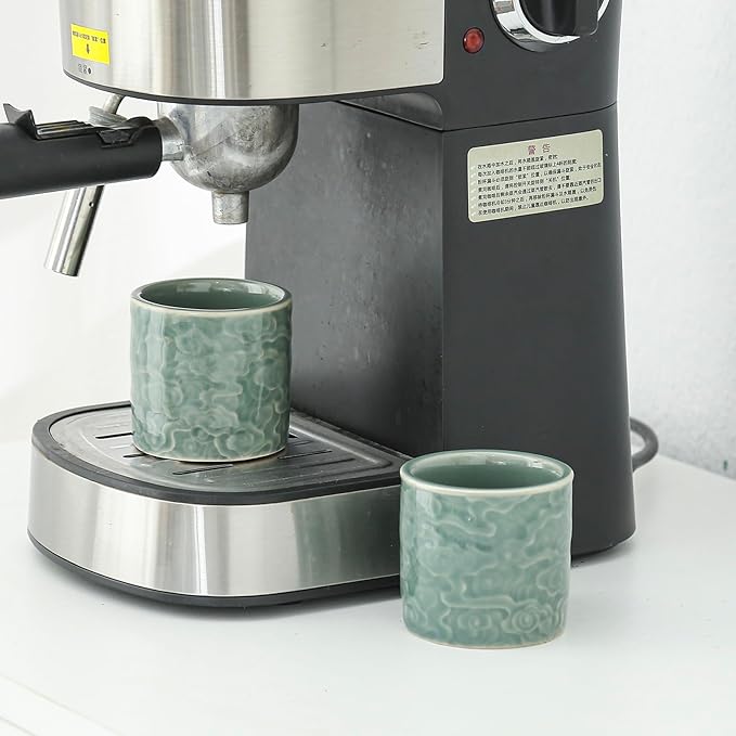 Ceramic Espresso Cups Set of 2 or 4-3oz Demitasse Cups for Coffee & Tea, No Handles, Durable & Dishwasher Safe ((green, 4)