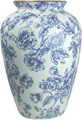 Blue and White Chinoiserie vase - Vintage Ceramic vase with Antique Design, Perfect for Chinoiserie Home Decor 9in Flower vase04