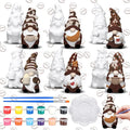 Eersida 6 Sets Gnome Ceramics to Paint Pumpkin Ready to Paint Your Own Ceramic Gnome Statues DIY Unpainted Ceramics Paintable Figurines Kit Crafts with Brush Palette(Coffee)