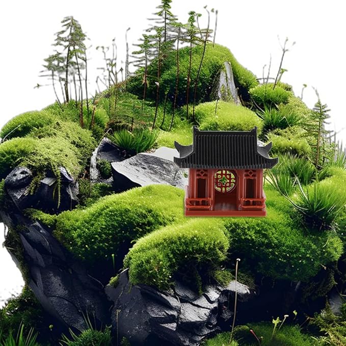 PRETYZOOM Miniature Pavilion Ornament Asian Style Pagoda Sculpture for Bonsai Gardens Tabletop Decor Zen Garden Accessories for Fish Tanks and Miniature Landscapes