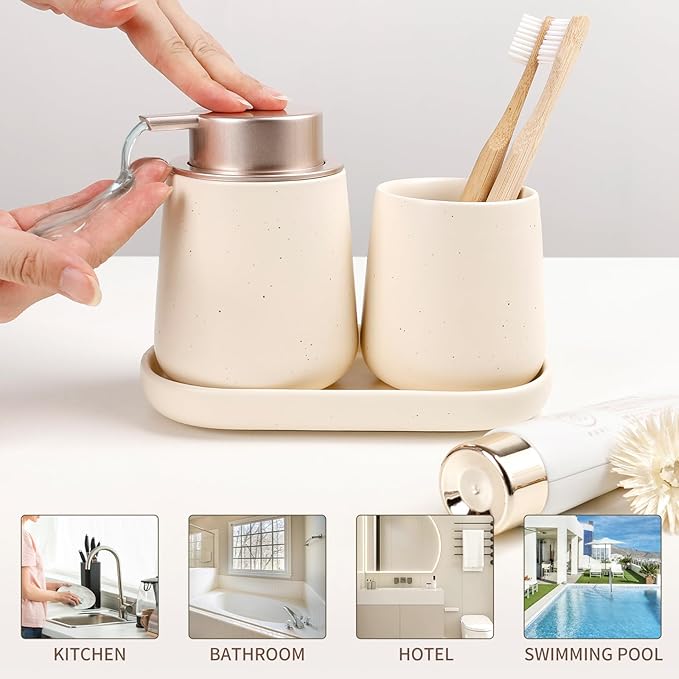 BosilunLife Bathroom Accessories Set 3 pcs (Apricot-Liquid)