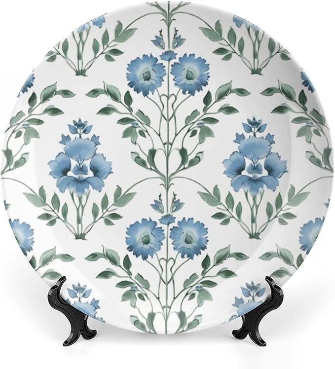 Vintage Plates Mughal Flower Mughal Flower in Monsoon Customize Decor for Table Household Office Home Porcelain Dessert Plate Set with Display Stand And Hook Up, Multi Sizes, Gifts for Men Women