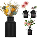 Handmade Ceramic Vase for Dried Flowers - Modern Farmhouse Home Decor, Ribbed Textured Vase for Shelf, Table, Mantel & Entryway Décor Black for Living Room & Bookshelf Display
