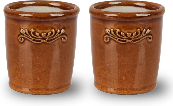 Votive Candle Holder for Home and Kitchen Décor- Ceramic Candle Holder Set of 2 - Beige