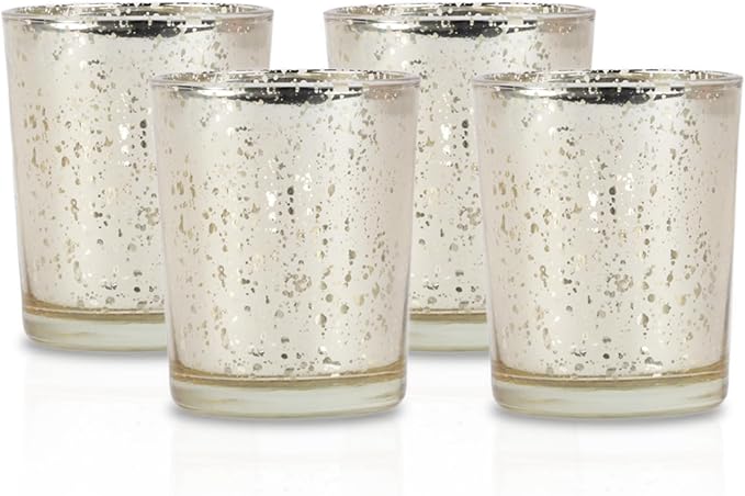 Li'Shay Gold Spot Plated Glass Candle Holder for Votive - Set of 4