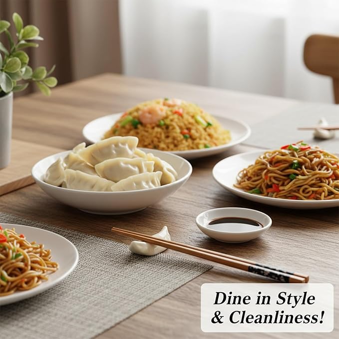 12pcs Ceramic Chopstick Holder, White Chopstick Rest, Realistic Dumpling Shaped Stand for Spoon Fork Knife, Porcelain Utensil Rack for Home Restaurant Table Decor, Unique Asian Dinnerware Accessory