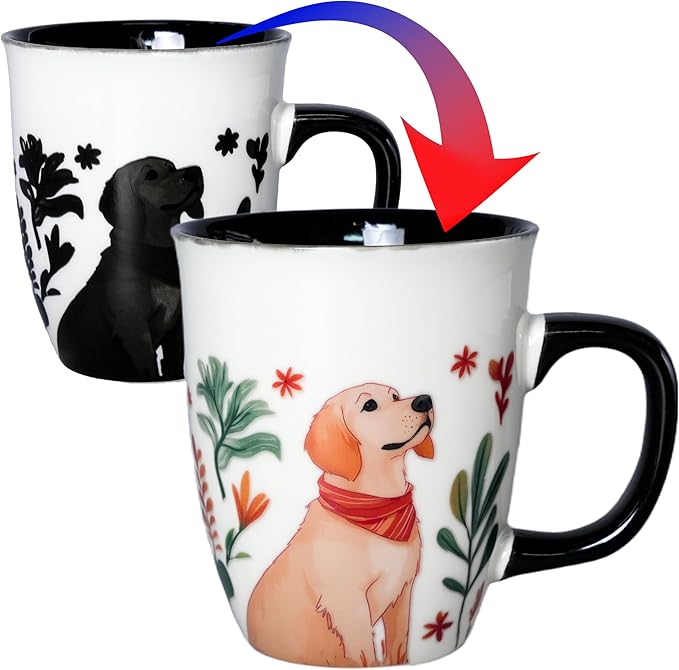 Dog Mug - Heat Changing Coffee Mugs, Ceramic Cup for Tea Hot Cocoa Latte, Funny Gifts for Dog Lovers Women Man