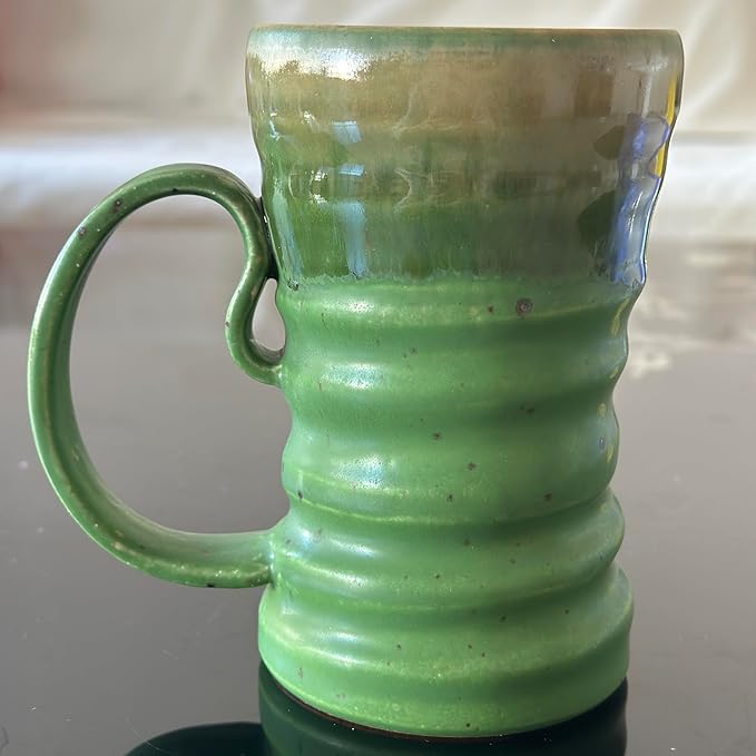17oz Large Unique Cool Tall Handmade Ceramic Coffee Mug with Comfortable Big handle, Big Pottery Tea Mug, Artisanal Stoneware Coffee cup, Rustic Lead-free Tea Cups, Microwave safe Coffee Cup