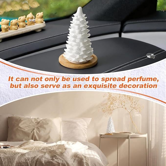 Honeydak Christmas Passive Essential Oil Diffuser Gifts, Christmas Tree Ceramic Diffuser with Wooden Tray for Home Bedroom Bathroom Office Holiday Xmas Decorations