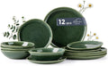 AmorArc Ceramic Dinnerware Sets,Handmade Reactive Glaze Stoneware Plates and Bowls Sets,Highly Scratch Resistant | Dishwasher & Microwave Safe Dishes Set,Service for 4 (12pc)