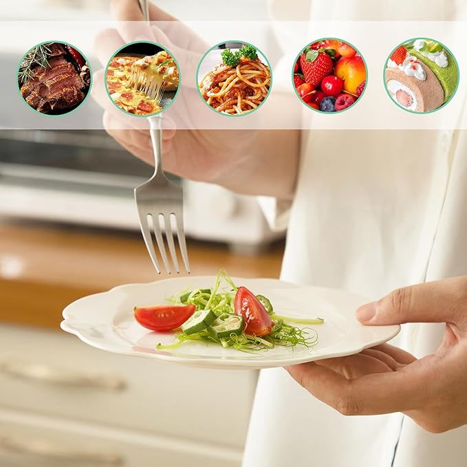 7.5 Inch Porcelain Small Dinner Plates Set of 12, White Leave Wave Rim Appetizer Plates, Dessert Salad Plates, Ceramic Serving Dishes for Cake, Snack, Ice Cream, Waffles, Microwave, Dishwasher Safe