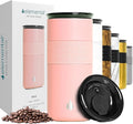 Elemental Artisan Insulated Tumbler, Triple Wall Coffee Travel Mug, Reusable Stainless Steel Coffee Tumbler with Ceramic Lid, Thermal Coffee Cups for Hot (6 Hrs) & Cold (18 Hrs), 16oz - Rose Pink