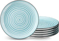 vancasso Bonbon Set of 6 Blue Hand Painted Rustic Style Dessert Plates Salad/Fruit/Snack Plates 19.3 x 19.3 x 2.5 cm