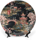Chinoiserie Charcoal Coral Pagoda Asian China Plates for Display Oriental Chinoiserie Household Kitchen Supplies Table Wall Holiday Party Decorations Customize Gifts for Men Women Thanksgiving