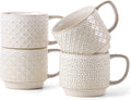 DOWAN 4 Ounce Porcelain Stackable Espresso Cups with Saucers Set of 4, White Espresso Cups for Home, Office and Cafe Use