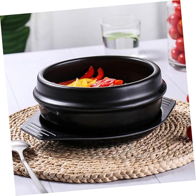 Alipis Heat Resistant Ceramic Casserole Dish Korean Stone Pot for Household Cooking Smooth Surface with Double Ears for Safe Handling Uniform Heat Distribution Easy to Clean and Gas