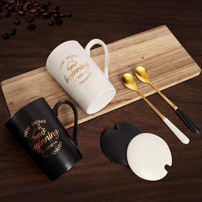 Housewarming Gift New Home, First Home Gifts, New Beginning New Memories Coffee Mug Set, House Warming Gifts, 14 Oz
