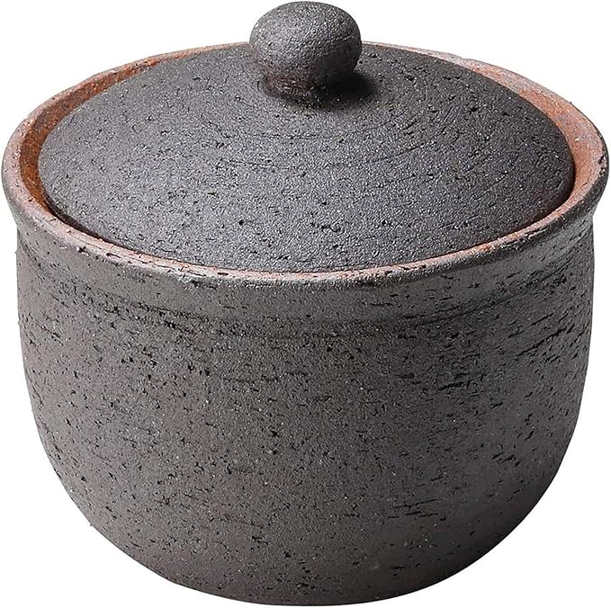 Hechimon MR-3-3537 Shigaraki Ware Absorbs Moisture and Maintains Smooth Salt Pot, Large, Black, Canister, Ceramic, Storage Container, Salt Container, Made in Japan