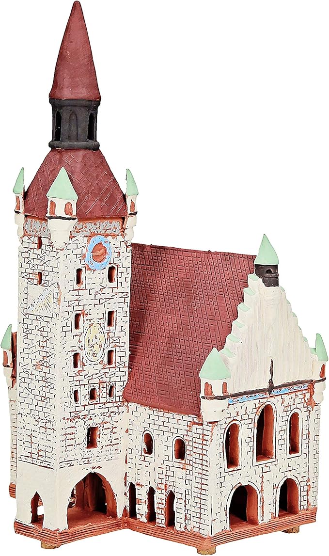 Ceramic Art Tealight Candle Holder Room Decoration Handcrafted Collectible Miniature Light House Old Town Hall in Munchen, Bavaria, Germany B325N*