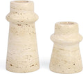 Vixdonos Natural Stone Candle Holder Set of 2 Taper Candle Candlestick Mantle Candle Stand for Home Decor,Wedding,Party and Table Centerpieces(White)