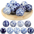 Vesici 9 Pcs Blue and White Porcelain Balls Decorative Chinoiserie Orbs for Centerpiece Bowls China Ceramic Balls Farmhouse Basket Tray Vases Decoration Gifts for Dining Table Holiday(Vintage Style)