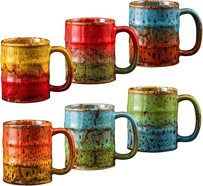 Handcrafted Ceramic Espresso Cups Set of 6, 5 oz - Kiln Glazed Small Coffee Cups for Espresso, Cortado, Mulled Wine & After-Dinner Drinks, Mini Demitasse Cup