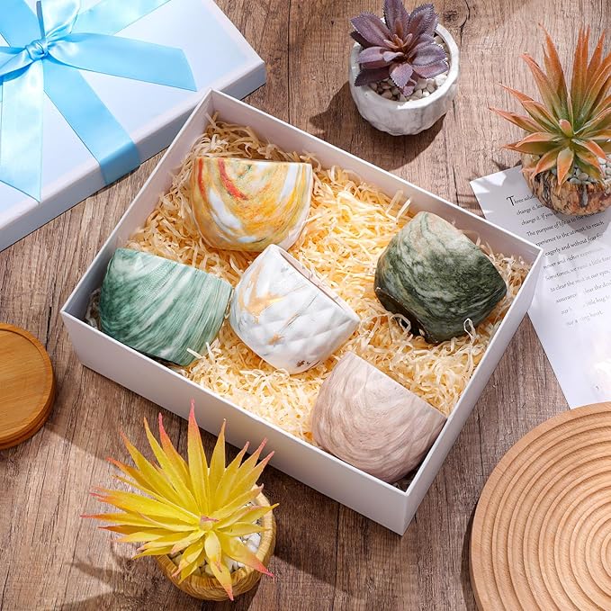 Marbling Ceramic Flower Pot 3.35 Inch Succulent Small Plant Cactus Herbs Planter Ceramic Pot with Drainage Hole Matte Round Container(12 Pcs,Simple Style)