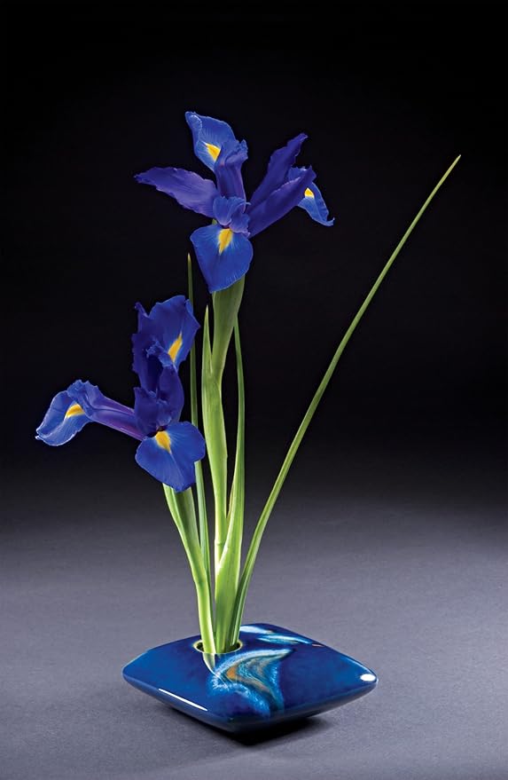 Georgetown Pottery Square Ikebana Flower Vase, Black Wave