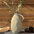 10.3 Inch Ceramic Rustic Farmhouse Vase with Handle, Vintage White Grey Pottery Flower Vase, Rustic Vase for Home Decor, Farmhouse Kitchen, Bedroom, Wedding, Thanksgiving Centerpiece