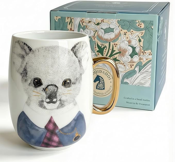 Large 24oz Ceramic Coffee Mug with Gold-Trim Handle, Oversized Porcelain Mug for Coffee, Tea & Hot Chocolate, Hand-Painted Artisan Style, Lead-Free, Gift-Ready Box, Hand Wash Only, Not Microwave Safe