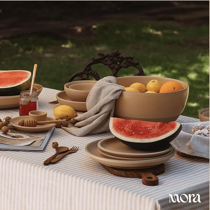 MORA Small Plates Set of 4, 6.5 inch Ceramic Pottery Dessert Plates - Microwave, Oven and Dishwasher Safe - Merrigold