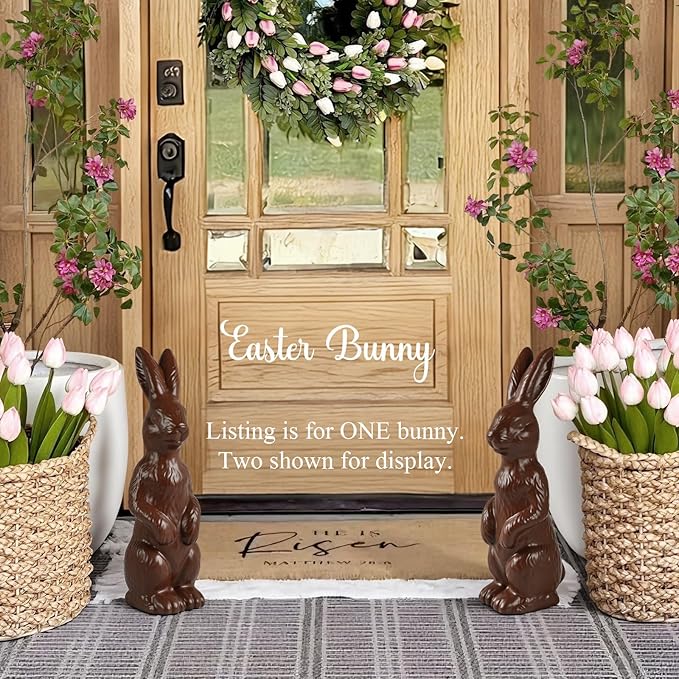 Easter Decorations - 14.5" Easter Bunny Figurine - Easter Decorations for Home - Standing Ceramic Easter Bunny Decor for Mantel Tabletop Porch Lawn Yard Spring Home Indoor Outdoor