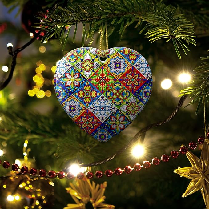 Christmas Ornaments 2025,Mexican Talavera Ornaments for Christmas Tree Holidays Ornaments Decorations,adornos de Navidad Ceramic Ornaments Xmas Gifts Idea for Home Decor