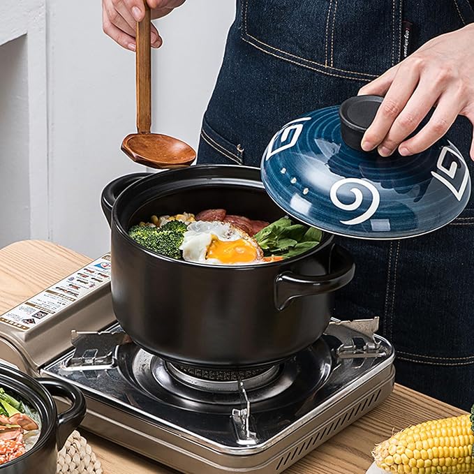 Large Ceramic Bowls, 1 Pc ceramic casserole boiling pot Porcelain Hot Pot Pot korean stone pot Oven enamelware cookware - Soup Pot induction ceramics -20.5X20.5X7CM(1.5L)