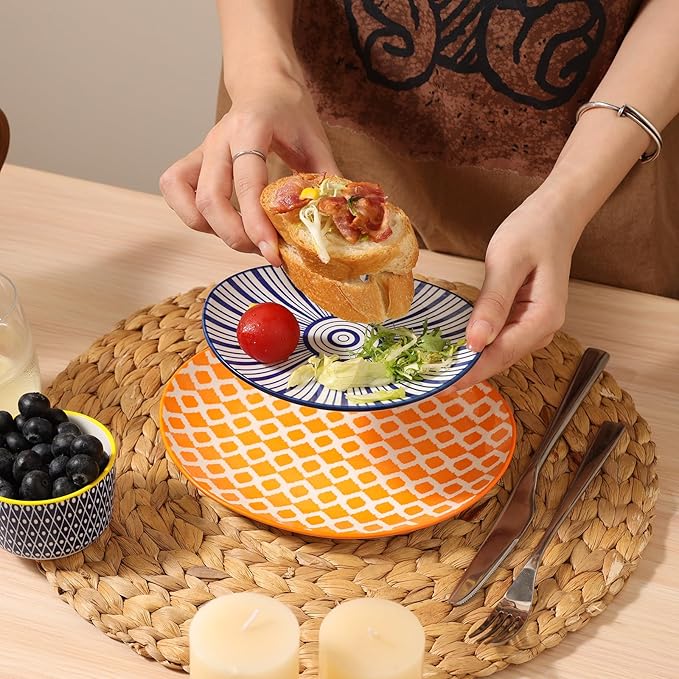 Selamica Small Dinner Plates, Oval Dessert Plates Ceramic, 6 Inch Small Plates for Appetizer, Cake, Snacks, Microwave Dishwasher Safe, Set of 6, Assorted Colors