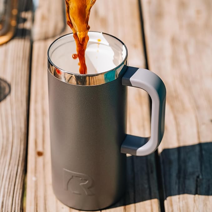 RTIC 16oz Road Trip Travel Mug with Lid and Handle, Ceramic Lined, Insulated, Stainless Steel, Metal, Double Wall Vacuum-Insulation, Portable Coffee, Tea Cup for Hot and Cold Drink, Fresh Mint