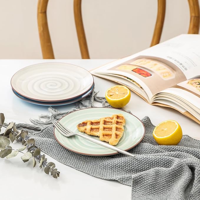 Selamica Ceramic Dessert Plates Set of 6, 6 Inch Appetizer Plate for Kitchen, Microwave Dishwasher Safe, Gradient Color