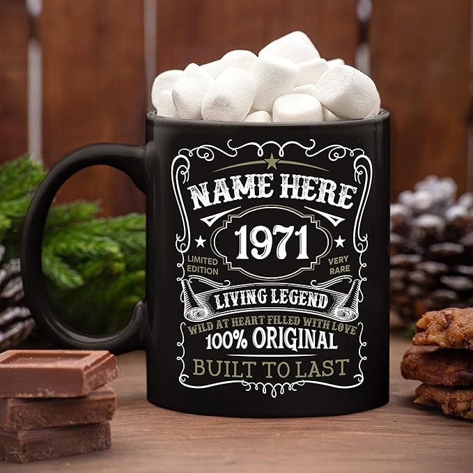 PREZZY Personalized 52nd Birthday Mug Vintage 1971 Limited Edition Coffee Mug Black 11oz 15oz